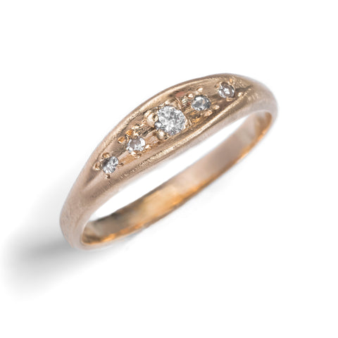 Vintage modern engagement ring 14k with diamonds