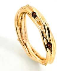 14k yellow gold nesting ring with garnets