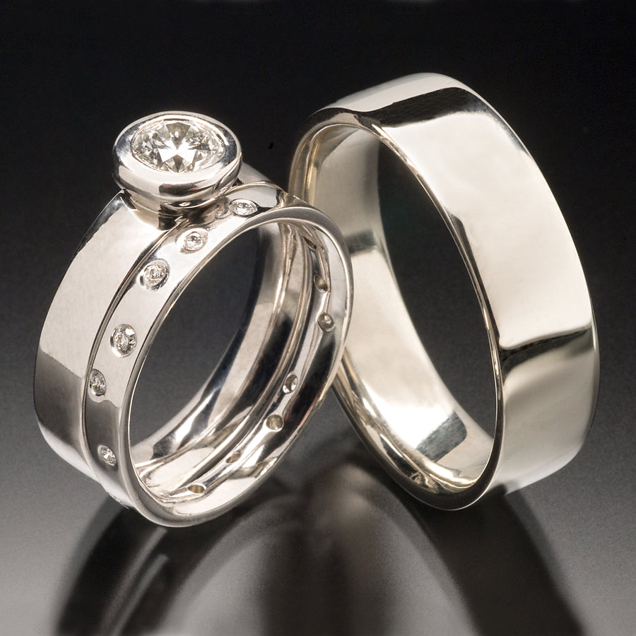 Flat Comfort Fit Bezel Wedding And Engagement Ring Rebecca Zemans Custom Handmade 