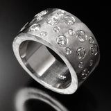 Recycled 14k white gold ring with diamonds