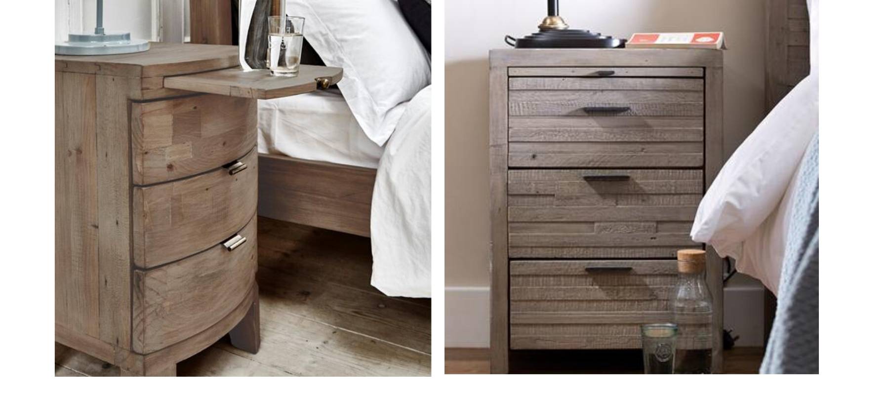 Two reclaimed wood bedside tables