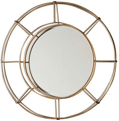 Large, round mirror with gold details