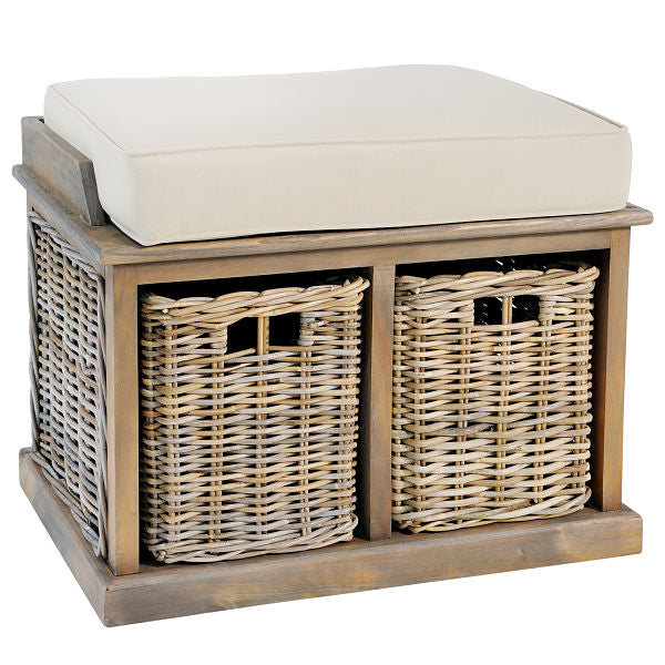 Reclaimed Wood Twin Basket Bench