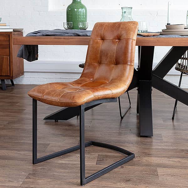 Standford Brown Leather Dining Chairs (pair) | Modish Living