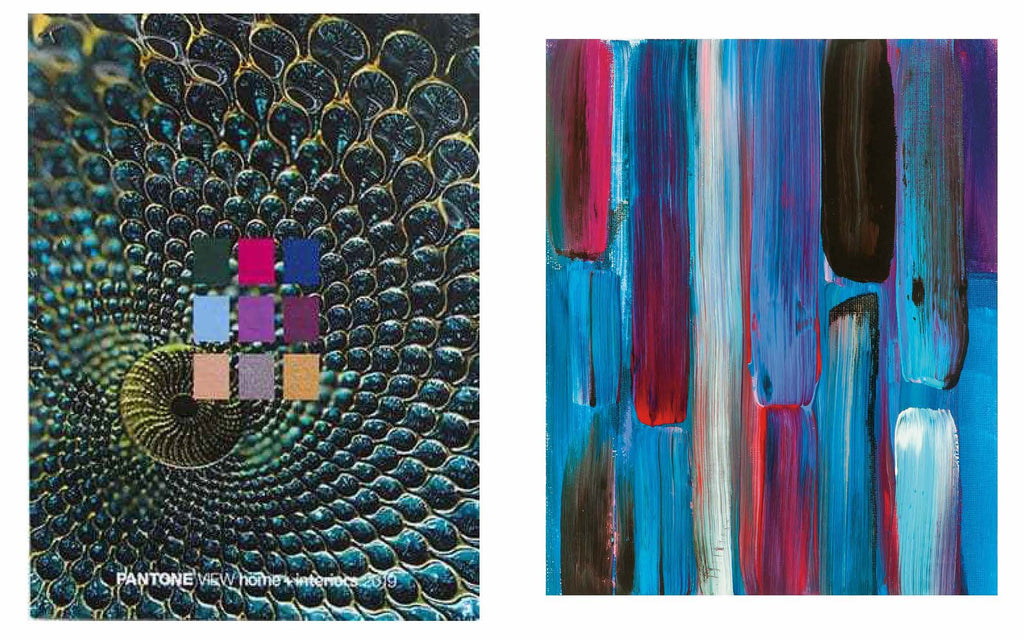 Above left image: Pantone Paradoxical / Right image: Joan Davis "Treasure's First Colors No. 9"