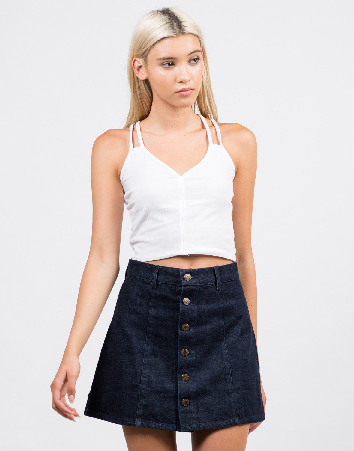 Button Front Denim Skirt Blue Skirt Jean Skirt 2020ave 5253