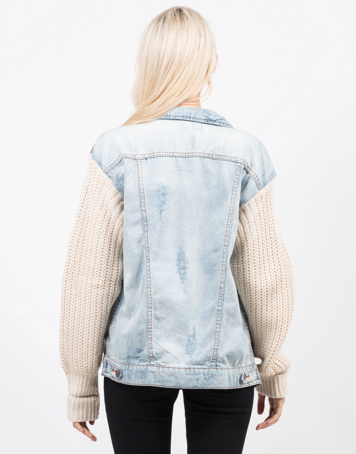 Knit Contrast Denim Jacket Jean Jacket Blue Jacket 2020AVE