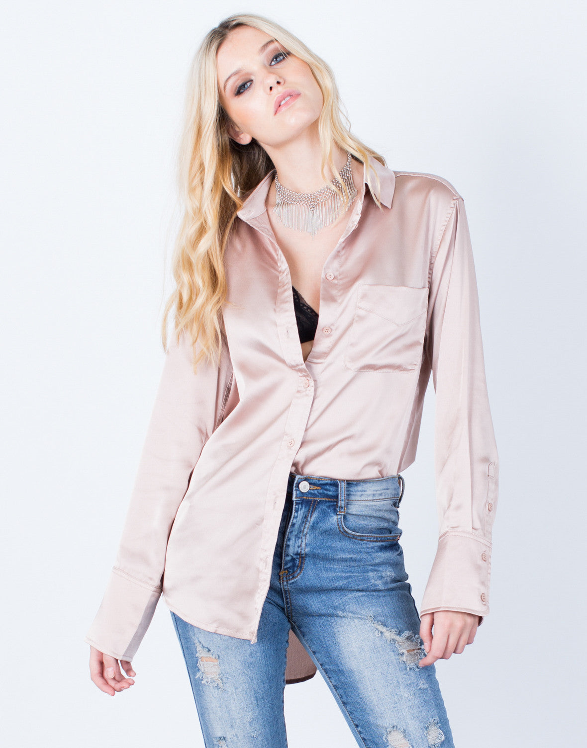 Lovin Satin Button Up Blouse Silky Satin Button Up Shirt 2020ave