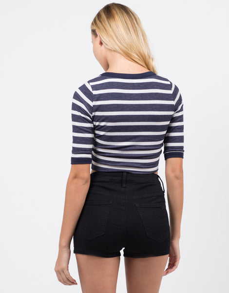 Nautical Stripe Crop Top Blue Top Stripe Top 2020ave 7820