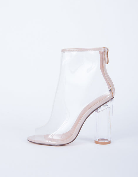 Peep Toe Clear Heel Boots Clear Ankle Booties Clear Lucite Heels 2020ave 8131