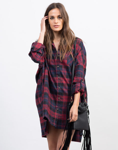 Plaid Flannel Shirt Dress Checkered Flannel Shirt Plaid Tunic Top