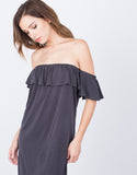 Ruffled Rib Knit Dress - Off the Shoulder Dress - Ruffled Day Dress – 2020AVE