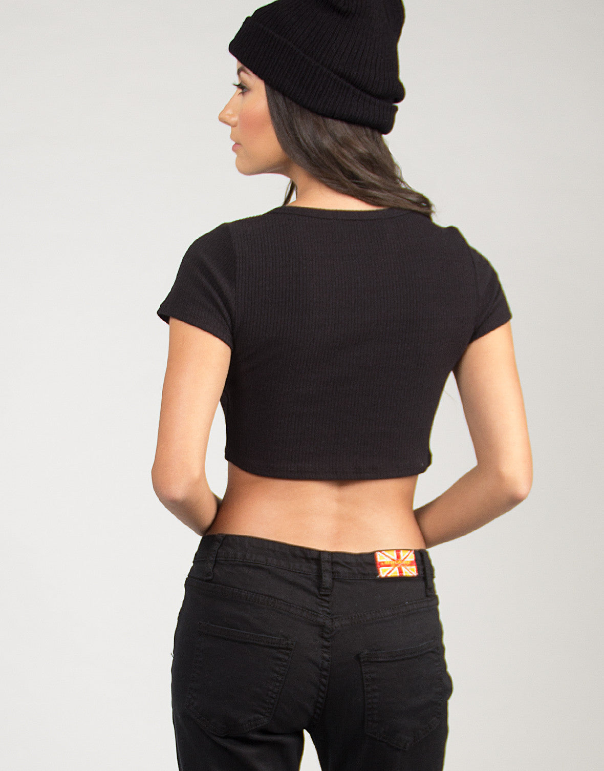 ribbed short sleeve crop top