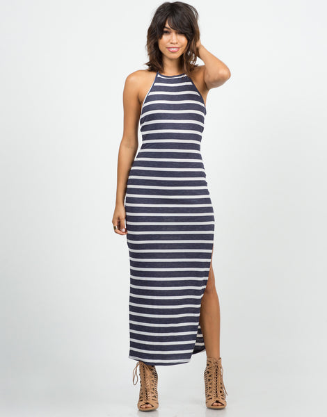 Striped Halter Maxi Dress Stripe Dress Blue Maxi 2020ave 2699