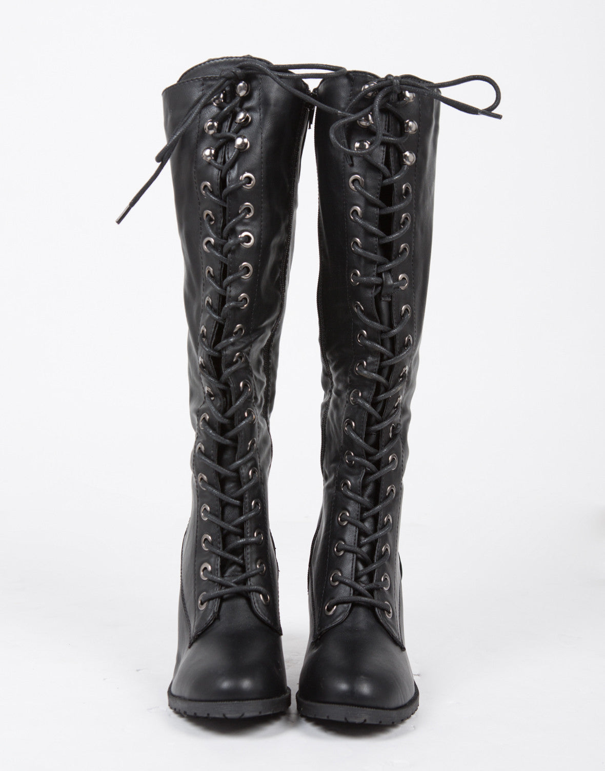Tall Lace Up Boots Black Boots Knee High Boots Chunky Boots 2020ave 