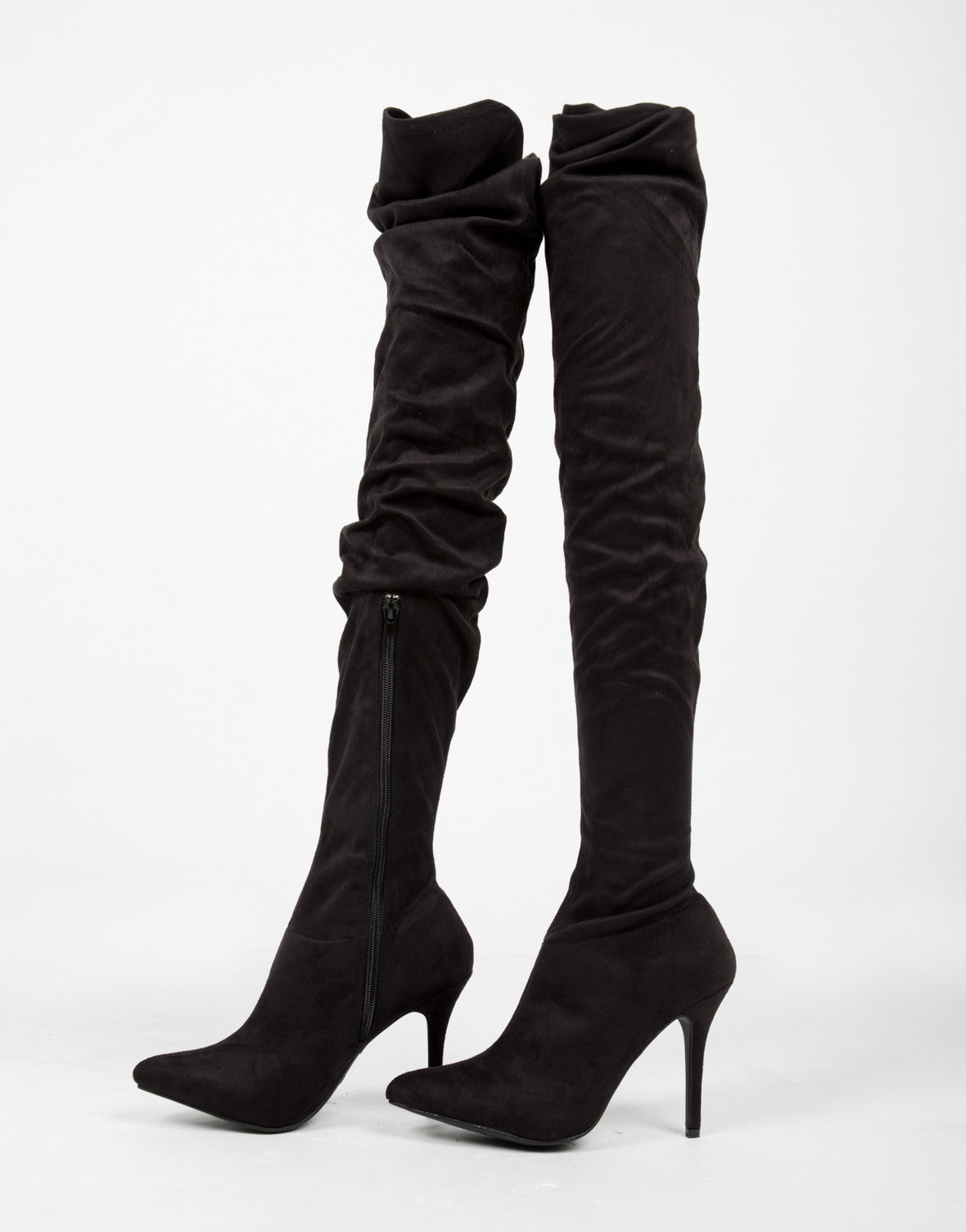 Thigh High Suede Heel Boots Black Suede Boots Black Heels 2020ave 7250