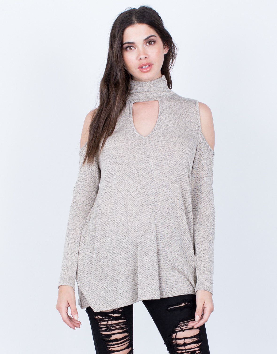 Turtleneck Knit Top Lightweight Flowy Top Choker Neck Sweater 2020AVE