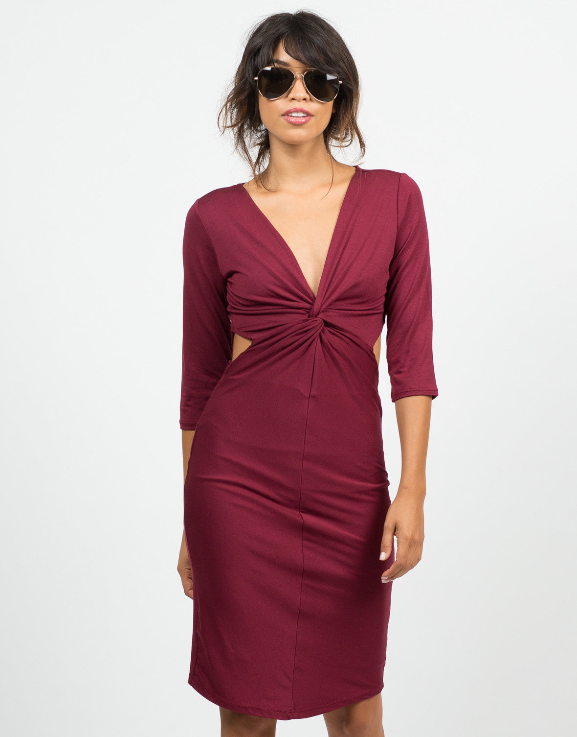 Twist Front Cut Out Dress Midi Dress Day Dress 2020ave 