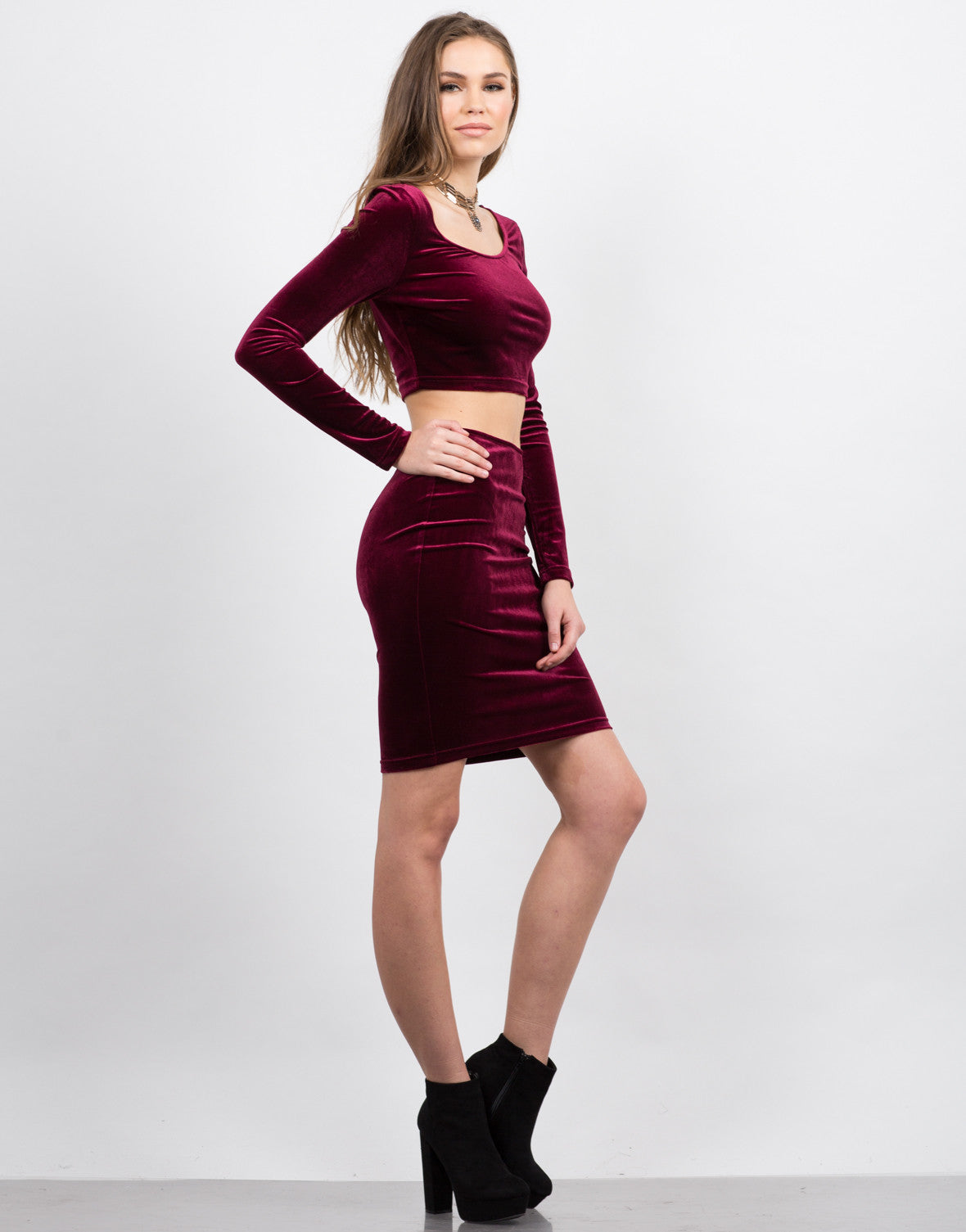 Velvet Bodycon Skirt Pencil Skirt Matching Sets 2020ave