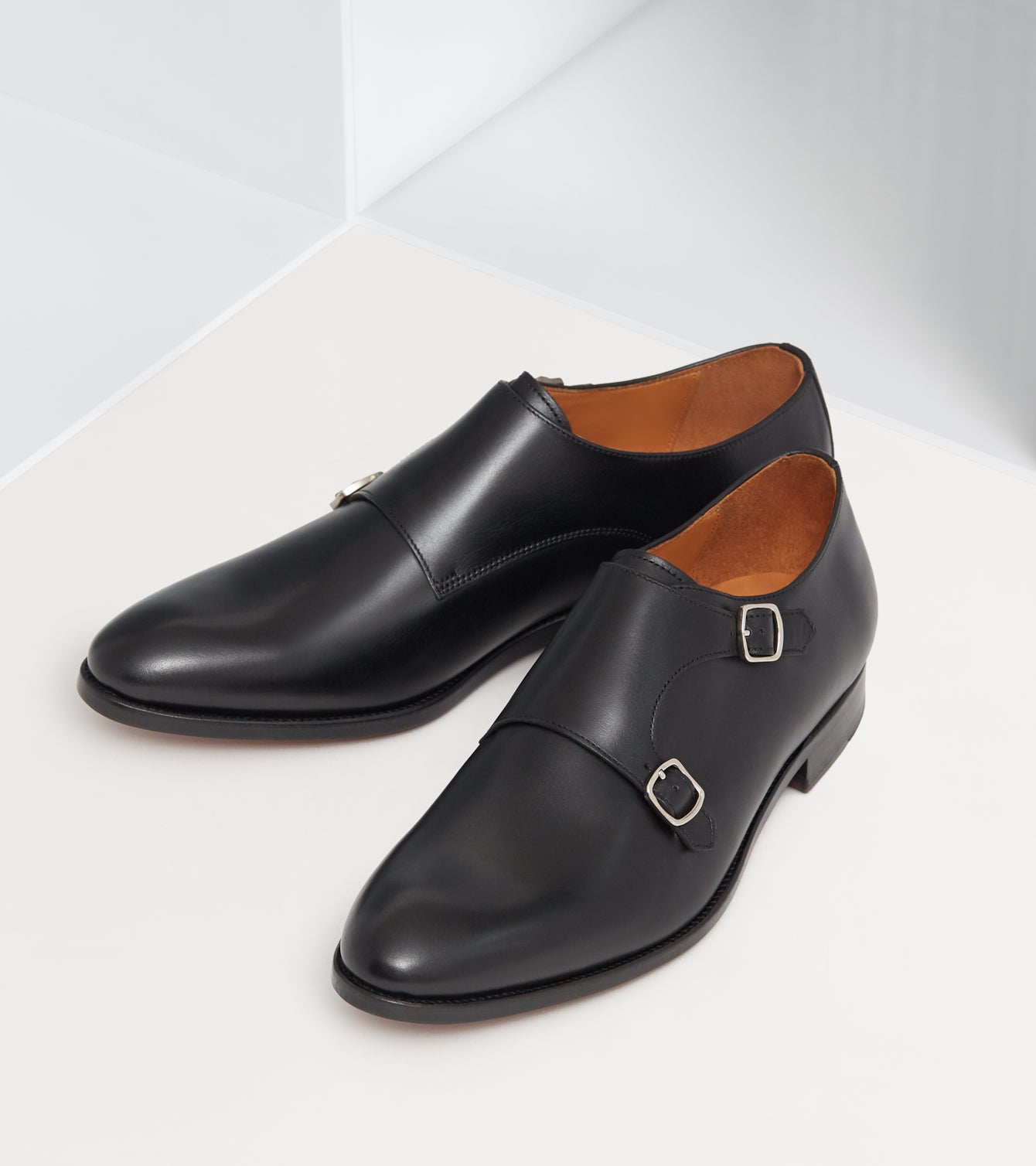 black suede monk strap shoes