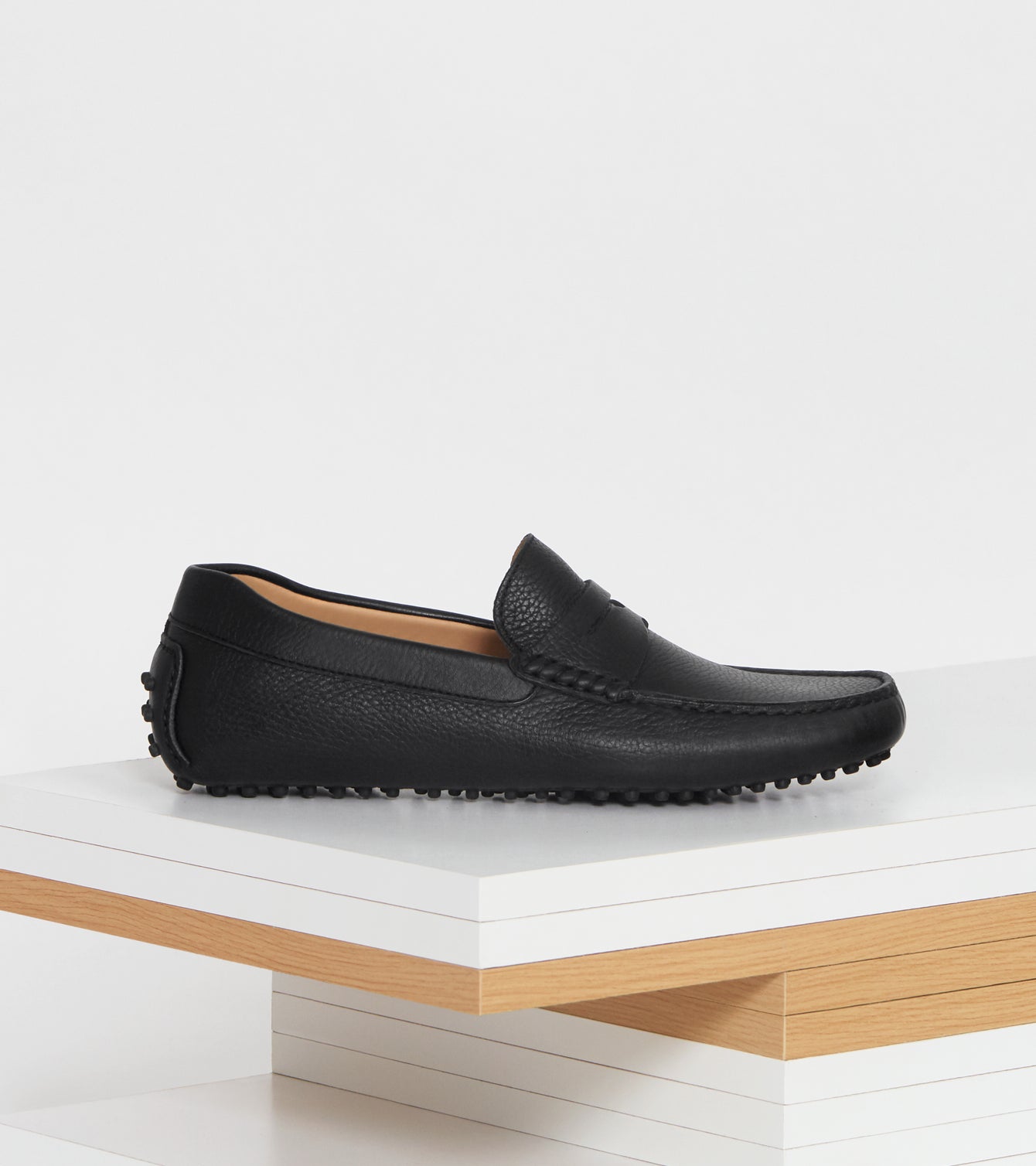 pebbled leather loafers