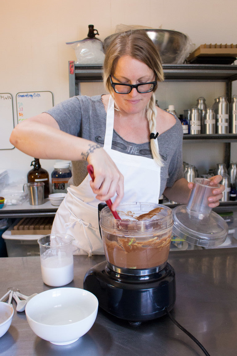 Jodi stirring chocolate pudding LOTUSWEI flower essences