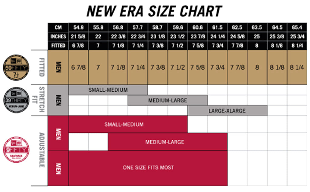 New Era Stretch Fit Size Chart