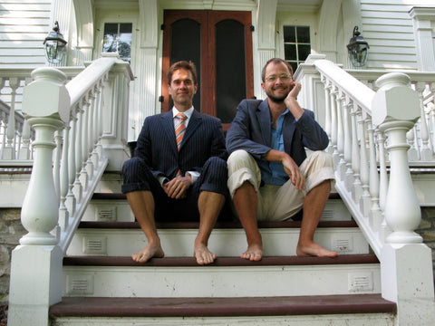 Josh and Brent sitting on their porch.