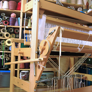 The back of a loom. 