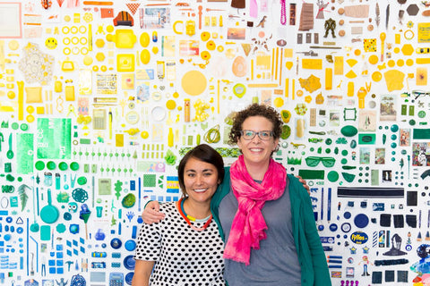 Lisa Solomon and Christine Buckton Tillman in front of their freshly finished wall!
