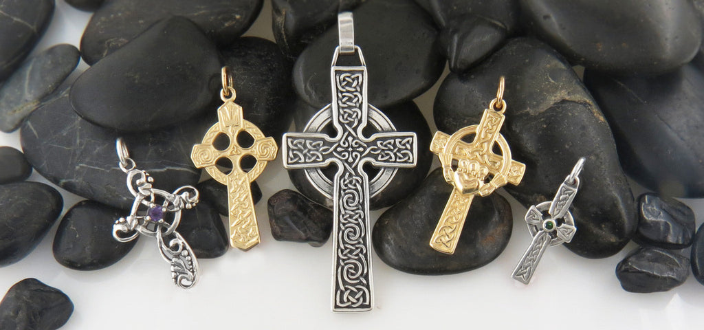 A few of Walkers Celtic Jewelry's finely crafted Celtic Crosses in silver and gold.
