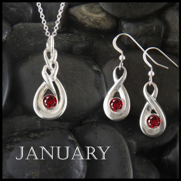 March celtic birthstone pendant and earring set