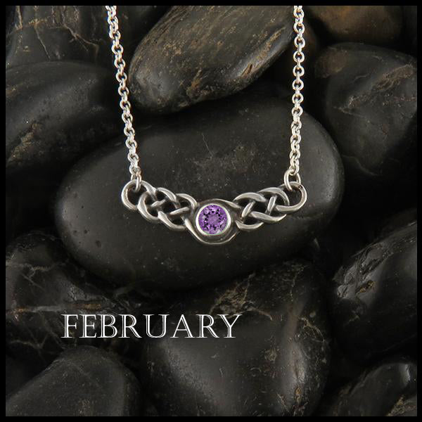 February Birthstone Celtic Necklace in Silver