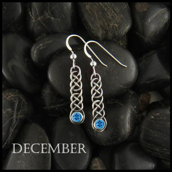 December Loveknot Birthstone Earrings in Silver