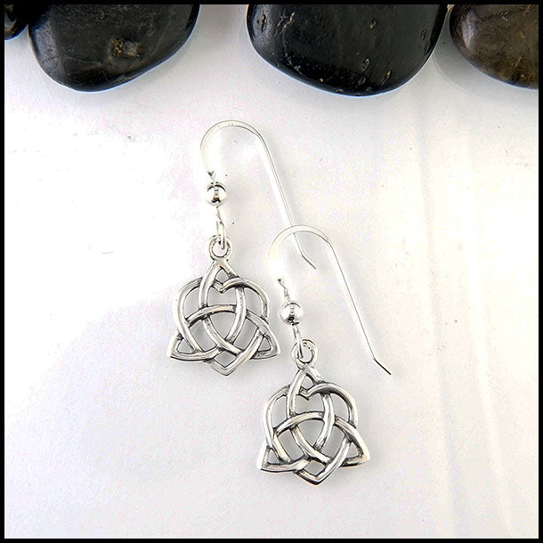 Trinity heart earrings in silver