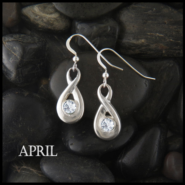 April Birthstone Celtic Eternity Earring in Silver