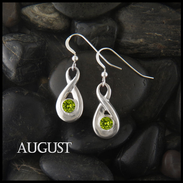 August Birthstone Celtic Eternity Earring in Silver