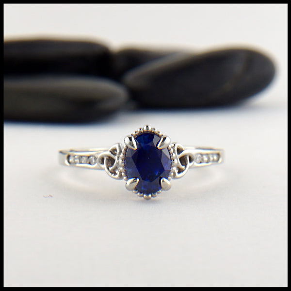 Custom Blue sapphire trinity ring