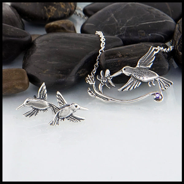 Hummingbird Pendant and earring set