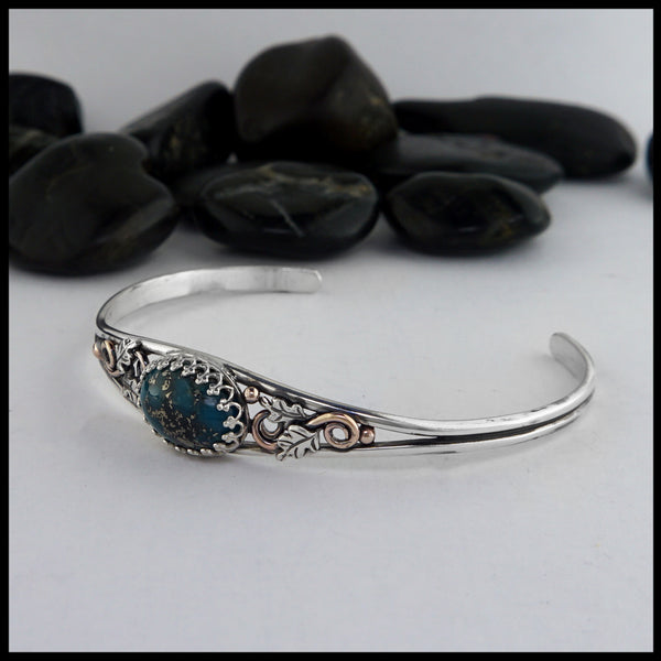 Oak Leaf Cuff Bracelet with Turquoise