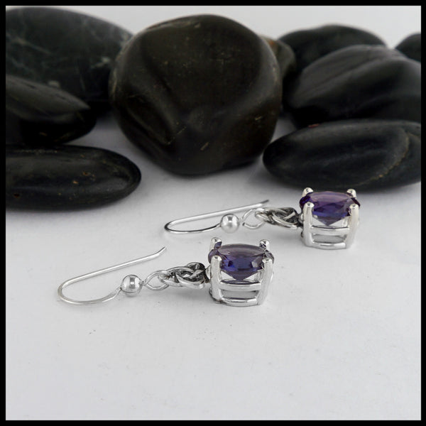 Trinity Knot Drop Earrings with Lab Alexandrite