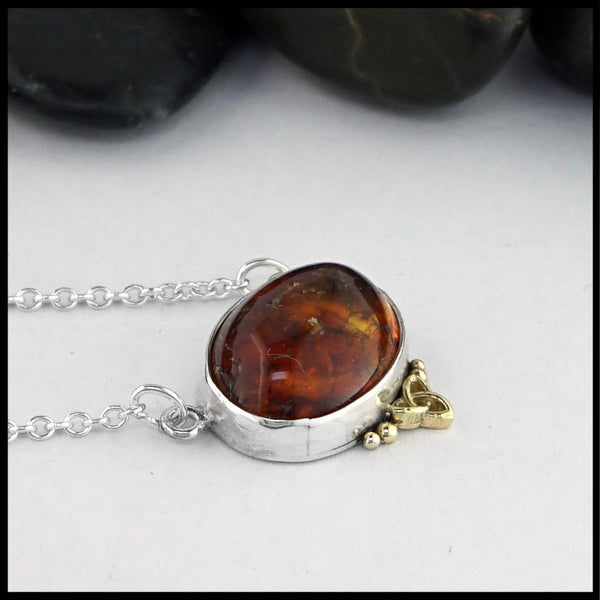 Sterling Silver Pendant with Amber