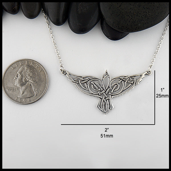 Celtic Raven Pendant measures 2" by 1".