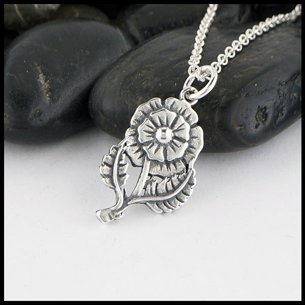 English Rose Pendant and Earring Set in Sterling Silver.