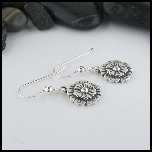 English Rose drop earrings in Sterling Silver.