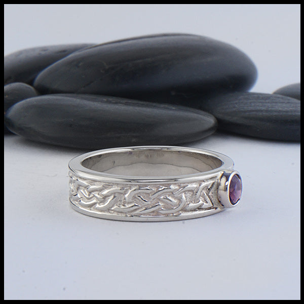 Josephine's Knot band in 14K White gold with Amethyst