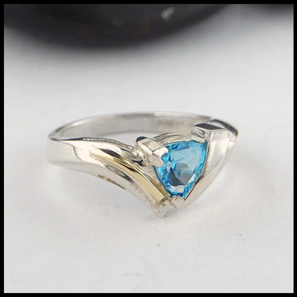 Blue Topaz Gold and Silver Ring