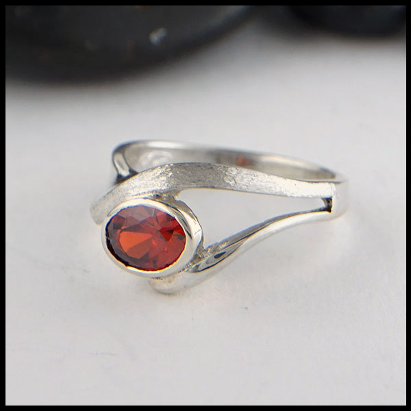 Garnet and silver ring