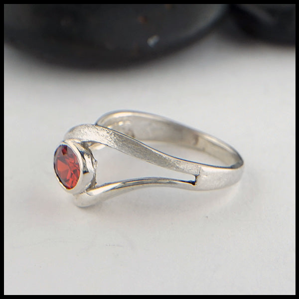 Garnet and silver ring