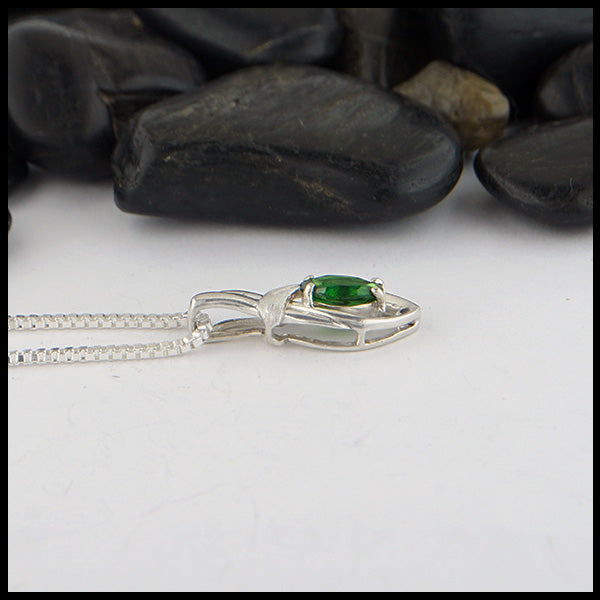 Green Tourmaline Pendant in sterling silver